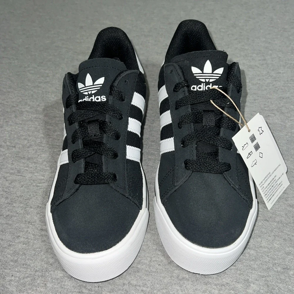 Adidas Campus‎ Vulc J Black White Retro Sneakers Womens 6.5 Kids 4.5 IH8038